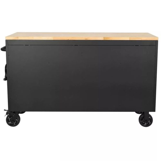 Heavy Duty 61 in. W x 23 in. D 15-Drawer Mobile Workbench with Solid Wood Top - Image 7
