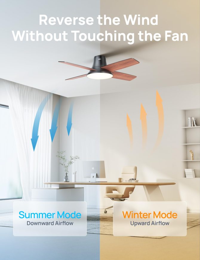 Dreo Ceiling Fans with Lights, 44 Low Profile Black Ceiling Fan with Remote Control for Bedroom - Image 12