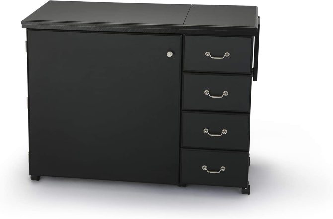 353 Norma Jean Sewing Cabinet for Sturdy Sewing, Cutting, Quilting, and Crafting with Storage and Airlift, Black Finish - Image 10