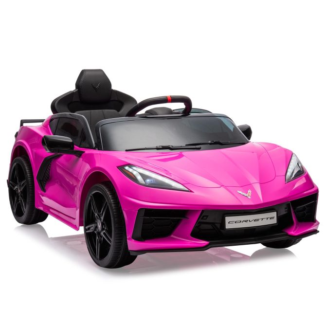 12V Kids Ride on Car Licensed Corvette Battery Powered Car Toddles Electric Sports Car Toy with Remote Control, Visual Dashboard, LED Lights, Music, Gifts for Boys Girls, Rose Red - Image 8