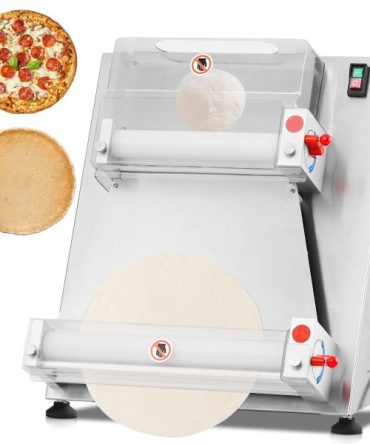 Commercial Pizza Dough Roller Sheeter, Max 16, Automatic 370W Electric Pizza Dough Roller, Stainless Steel, Suitable for Noodle, Pizza Bread and Pasta Maker Equipment