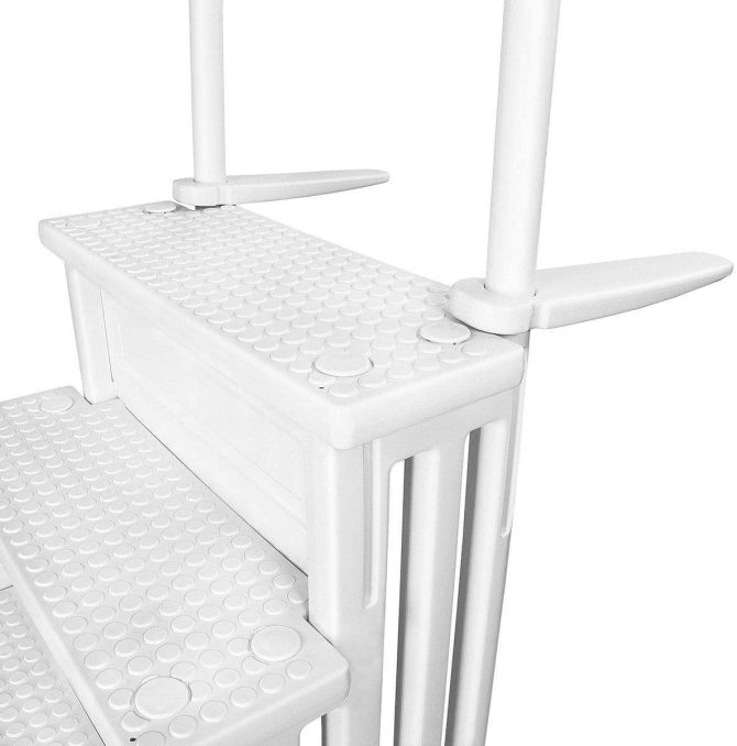 Ground Anti-Slip Pool Steps to Deck | Safety Swimming Pool Ladder | Designed for Above Ground Swimming Pools | Holds Up to 400 Pounds | White - Image 5