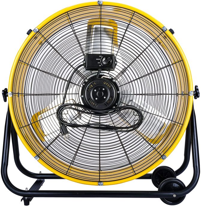 Tornado 24 Inch Grade UL Listed High Velocity Movement Heavy Duty Drum 3 Speed Air Circulator Fan 7800 CFM-Industrial, Commercial, Residential, and Greenhouse Use, Yellow - Image 7