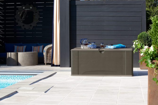 Extra Large Resin Weather Resistant Outdoor Storage Deck Box, 120 Gal., Putty/Canteen Brown, for Garden/Backyard/Home/Pool - Image 7