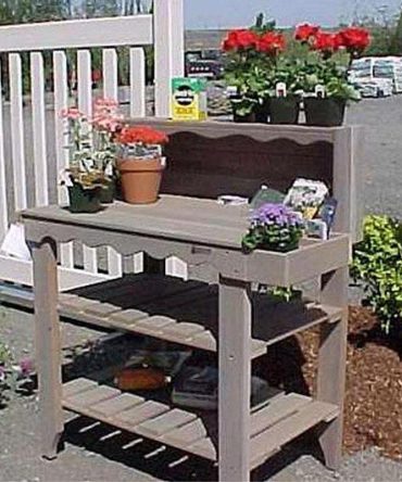 Outdoor Cedar Wood Potting Bench Bakers Rack Garden Storage Table in Green