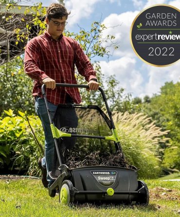 Best 21-Inch Large Push Lawn Grass Sweeper With 26 Gal Hopper Bag
