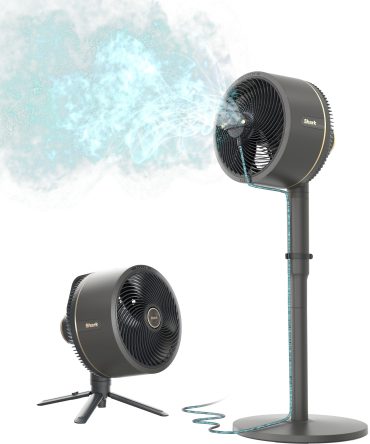 Shark – FlexBreeze Outdoor & Indoor Fan with InstaCool Misting Attachment, Cordless & Corded, Pedestal to Tabletop – Black