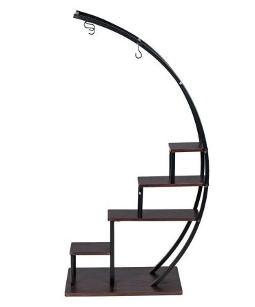 5 Tier Metal Plant Stand Indoor Curved Display Book Shelf Storage