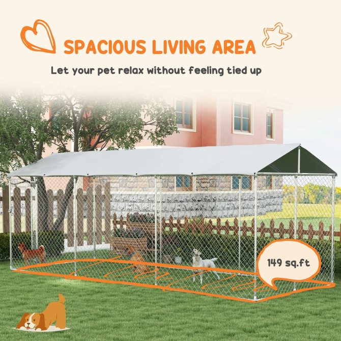 PawHut 19.7′ x 7.5′ x 7.5′ Outdoor Dog Kennel W/ Waterproof Roof - Image 4