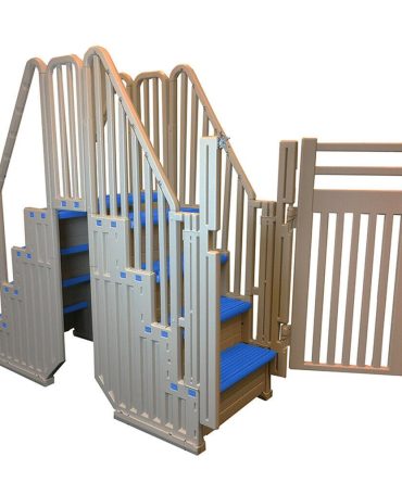 Confer Warm Gray Above Ground Blue Swimming Pool System w/ Blue Steps & Closure