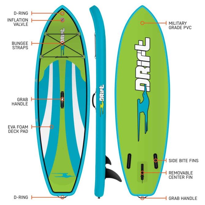 Drift Kid s super stable Inflatable Stand Up Paddle Board, 8 x33 SUP with Adjustable Aluminum Paddle Backpack Travel Bag - Image 6