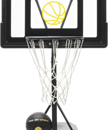 All-In-One Pool Basketball Hoop – Includes Composite Basketball, Air Pump, & Tools – Matte Black Heavy Duty Set – Adjustable Poolside Basketball Goal – Made for Kids, Teens, & Adults
