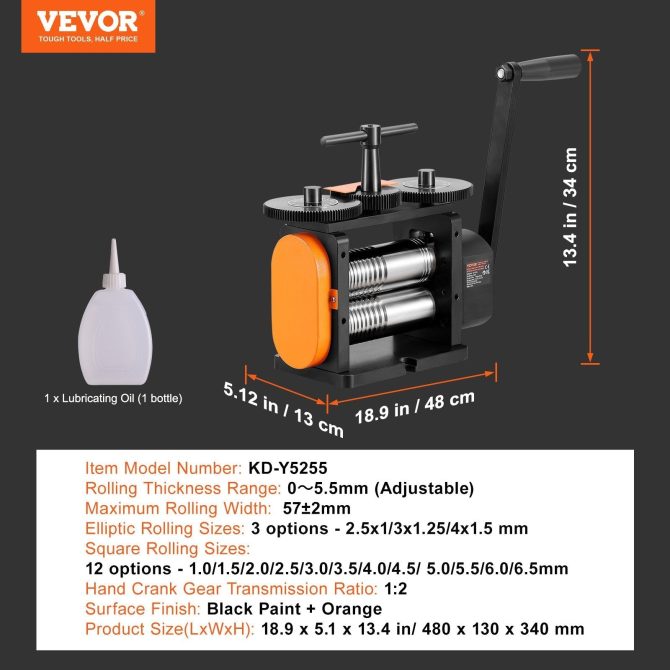 Vevor Rolling Mill Jewelry Machine 3-in-1 Multi-Function 57mm Max Width New - Image 14