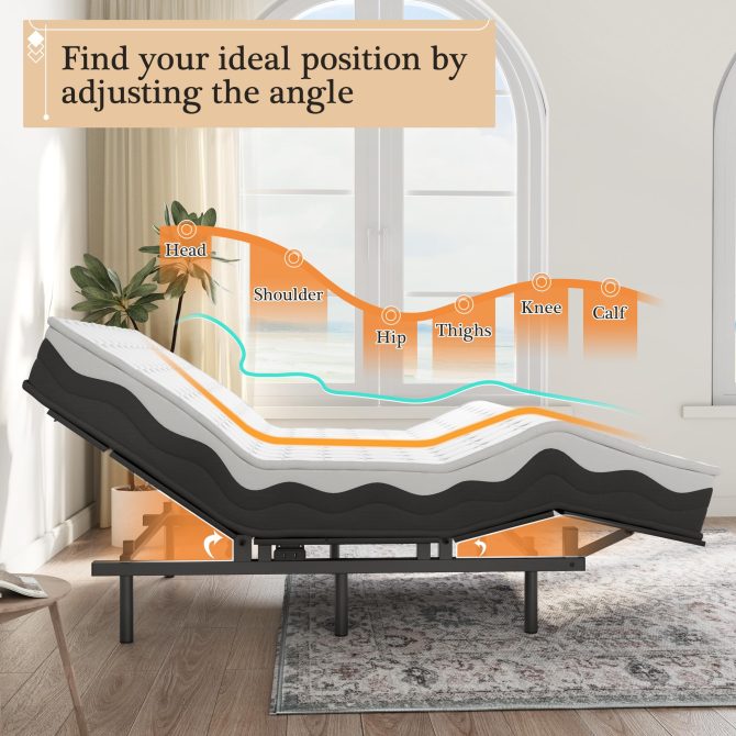 Adjustable Bed Frame -Wireless Remote -Memory Function -Adjustable Bed Base -Head and Foot Lift Incline -Zero Gravity -Quiet Motorfor Lying Down, Reading, Watching TV,Fatigue,Backache[FULL] - Image 11