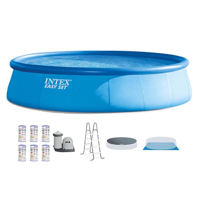 Easy Set 18 Foot by 48 Inch Round Inflatable Above Ground Swimming Pool, Blue - Image 10