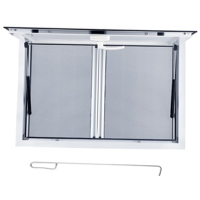 Concession Window 36W x 36H Aluminum Alloy Food Truck Service Window with Sliding Screens & Awning Door, Hydraulic Lift, Locking Mechanism, Versatile for Catering - Image 8