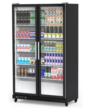 Commercial Refrigerator, Glass Door with LED Lighting – Upright Beverage Display Cooler for Home, Store, Gym, or Office, Featuring Double Swing Doors and 39 cu.ft