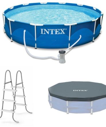 12 x30 Swimming Pool w/ Pump, Pool Ladder for 42” Wall, 12’ Cover