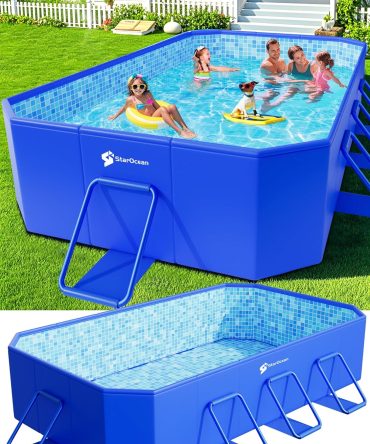 Foldable Pool, Large Non-Inflatable Swimming Pool For Kids,Adult Collapsible Pools Hard Plastic Shell, Oversized Thickened,Portable Folding Kids Pools for Backyard-Mosaic Design-115′′x66′′x20′′