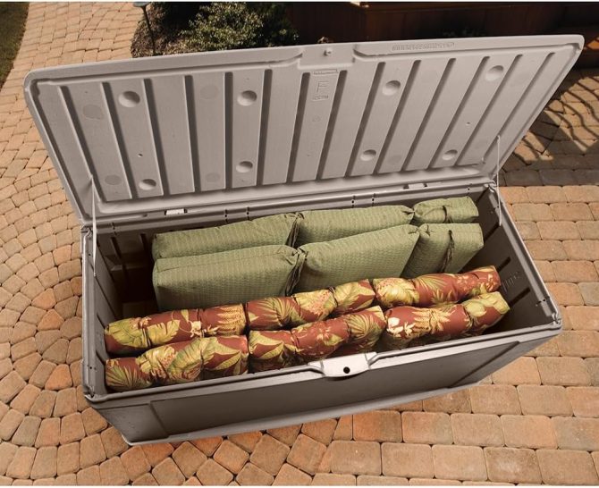 Extra Large Resin Weather Resistant Outdoor Storage Deck Box, 120 Gal., Putty/Canteen Brown, for Garden/Backyard/Home/Pool - Image 3