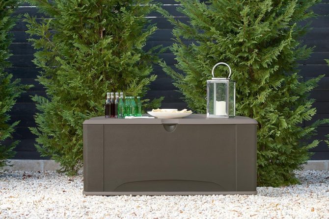 Extra Large Resin Weather Resistant Outdoor Storage Deck Box, 120 Gal., Putty/Canteen Brown, for Garden/Backyard/Home/Pool - Image 6