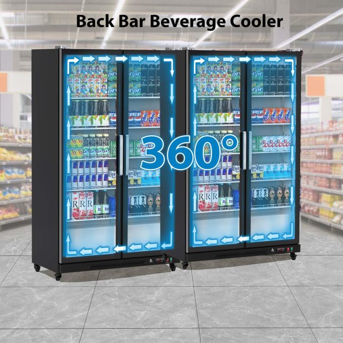 Commercial Refrigerator, Glass Door with LED Lighting – Upright Beverage Display Cooler for Home, Store, Gym, or Office, Featuring Double Swing Doors and 39 cu.ft - Image 11