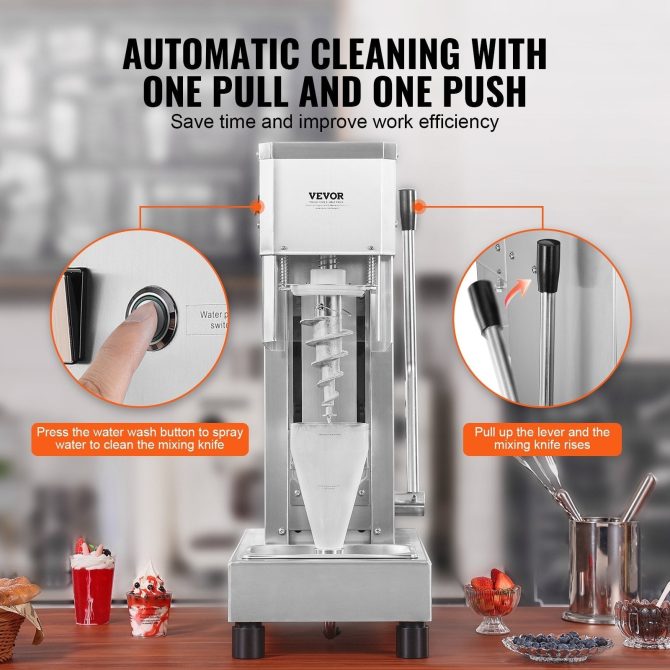 Vevor Ice Cream Blender 750W High Speed Mixer 1740 RPM 304 Stainless Steel New - Image 14