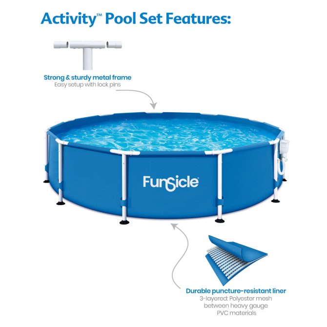 Funsicle 12ft x 30in Round Activity Above Ground Pool with SkimmerPlus Filter Pump, Age 6 up - Image 11