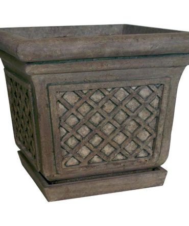 24 in. Sq. in Granite Stone Square Lattice Pot