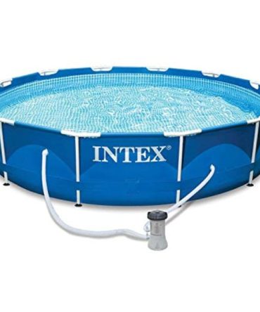 12 Ft x 30 Inches Metal Frame Set Above Ground Swimming Pool with Filter Cover