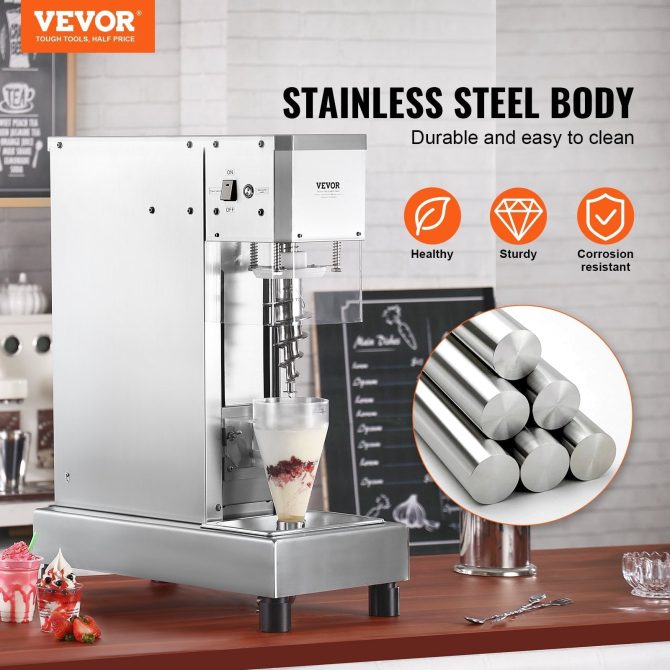 Vevor Ice Cream Blender 750W High Speed Mixer 1740 RPM 304 Stainless Steel New - Image 11