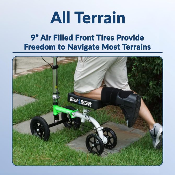 Hybrid – Most Compact All Terrain Knee Scooter for Adults for Foot Surgery Heavy Duty Knee Walker for Broken Ankle Foot Injuries Recovery Leg Scooter Best Knee Crutch Alternative (Green) - Image 4