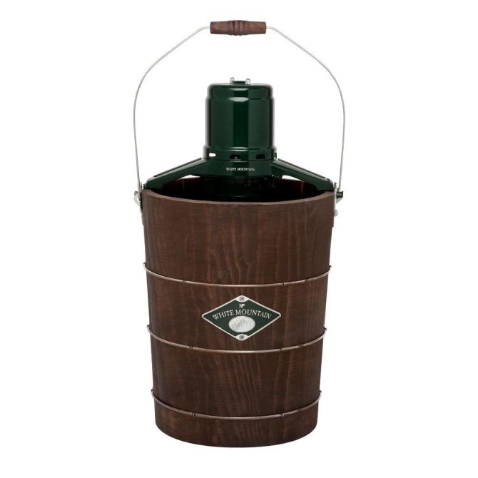 White Mountain 6 Qt. Green and Brown Electric Ice Cream Maker - Image 2