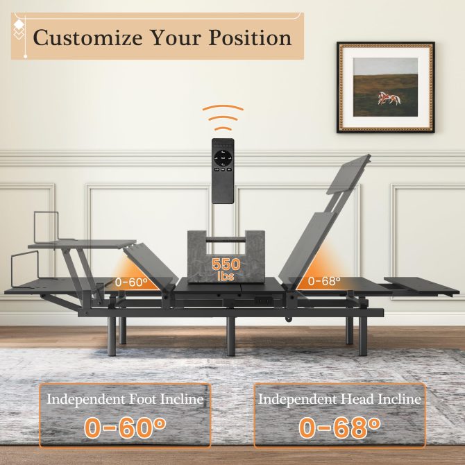 Adjustable Bed Frame -Wireless Remote -Memory Function -Adjustable Bed Base -Head and Foot Lift Incline -Zero Gravity -Quiet Motorfor Lying Down, Reading, Watching TV,Fatigue,Backache[Twin] - Image 10