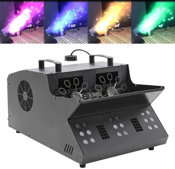 TC-Home 3 IN 1 Stage Fog Bubble Machine with 18 RGB LED light DMX Stage Lighting Fogger Effect w/ 2 Bubble Fans - Image 4
