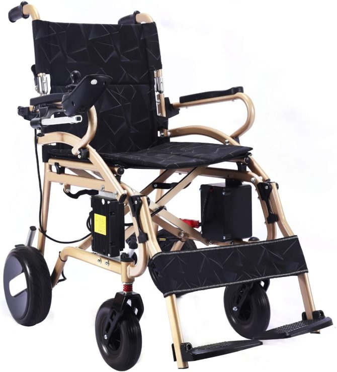 2020 Model Wide Seats Fold & Travel Lightweight Wheelchair Motor Motorized Wheelchairs Electric Silla De Ruedas Power Wheelchair Power Scooter Aviation Travel Safe Heavy Duty Mobility Aids Chair - Image 5