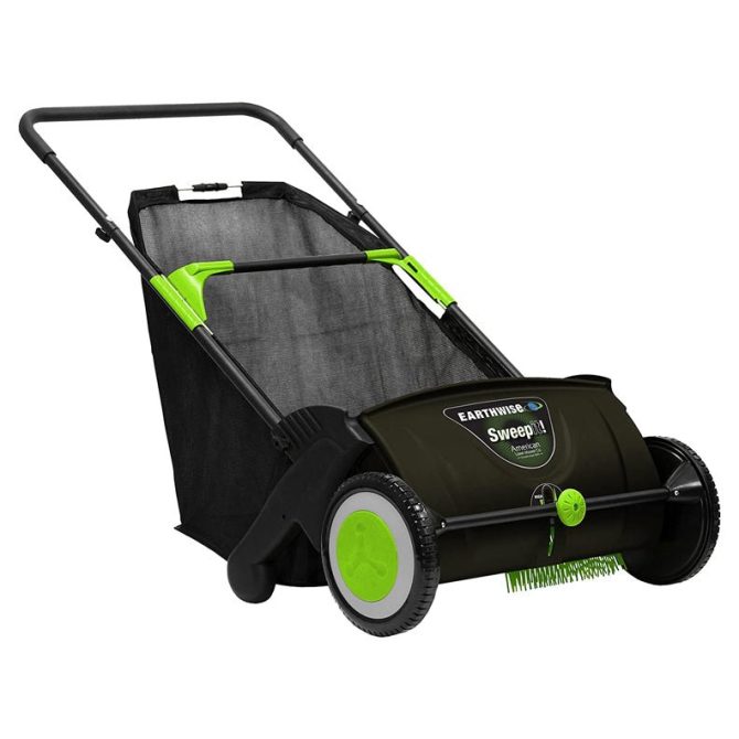 Best 21-Inch Large Push Lawn Grass Sweeper With 26 Gal Hopper Bag - Image 7