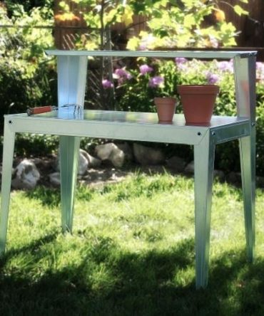 Galvanized Steel Potting Bench Garden Workstation Rack Table