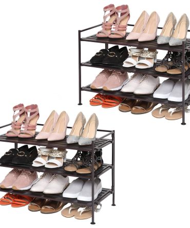 3 Tier Resin Slat Utility Shoe Rack 2 Pack ,