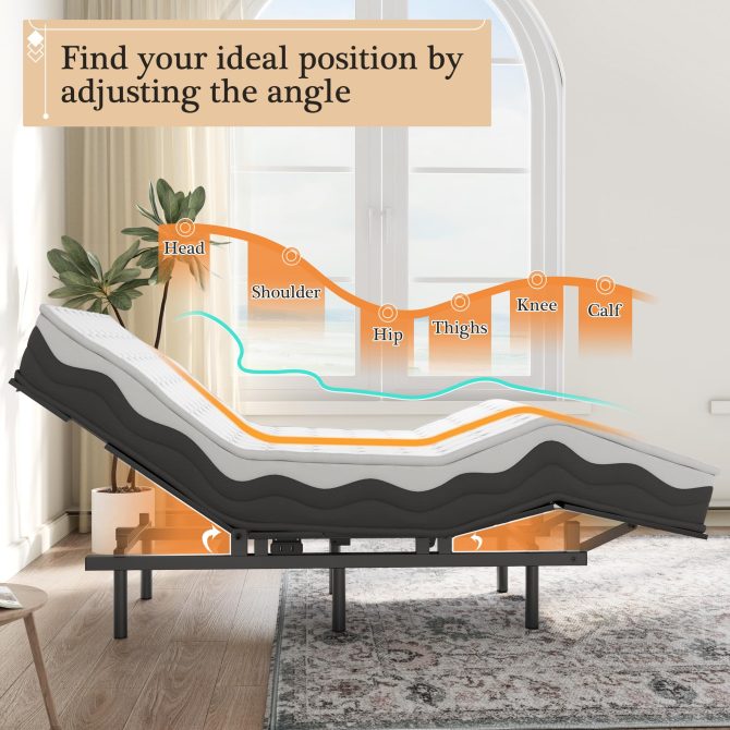 Adjustable Bed Frame -Wireless Remote -Memory Function -Adjustable Bed Base -Head and Foot Lift Incline -Zero Gravity -Quiet Motorfor Lying Down, Reading, Watching TV,Fatigue,Backache[Twin] - Image 11