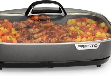 16-Inch Electric Slimline Skillet with Glass Cover, Black