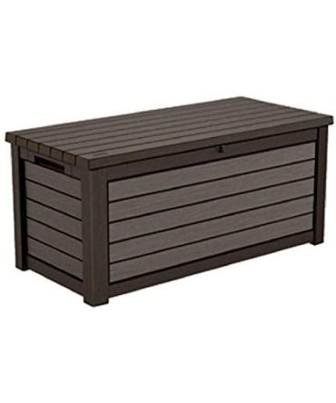 165 Gallon Weather Resistant Resin Deck Storage Container Box Outdoor Patio Garden Furniture, Brown
