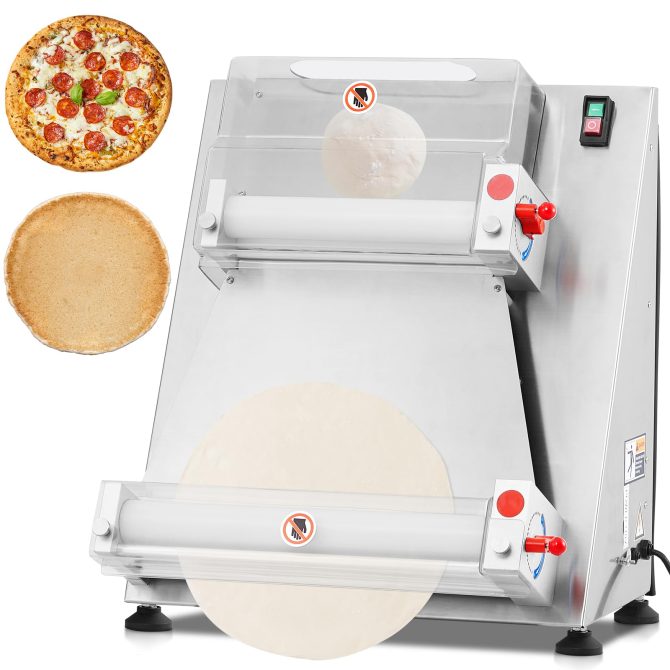 Commercial Pizza Dough Roller Sheeter, Max 16, Automatic 370W Electric Pizza Dough Roller, Stainless Steel, Suitable for Noodle, Pizza Bread and Pasta Maker Equipment - Image 8