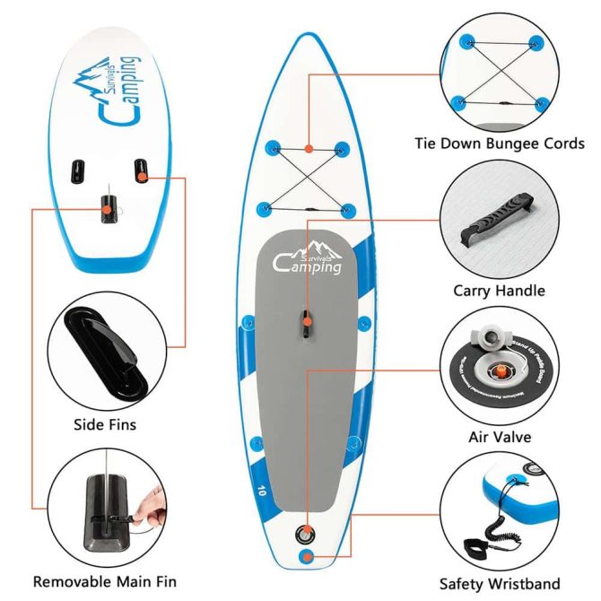 Camping Survivals Inflatable Stand Up Paddle Board, 11 ft SUP kit for Youth and Adult - Image 19