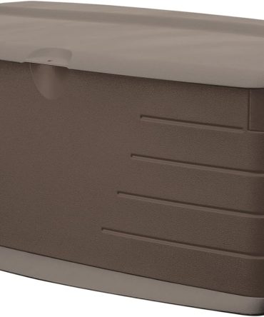 Extra Large Resin Weather Resistant Outdoor Storage Deck Box, 120 Gal., Putty/Canteen Brown, for Garden/Backyard/Home/Pool