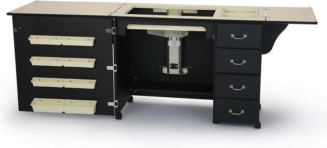 353 Norma Jean Sewing Cabinet for Sturdy Sewing, Cutting, Quilting, and Crafting with Storage and Airlift, Black Finish - Image 5
