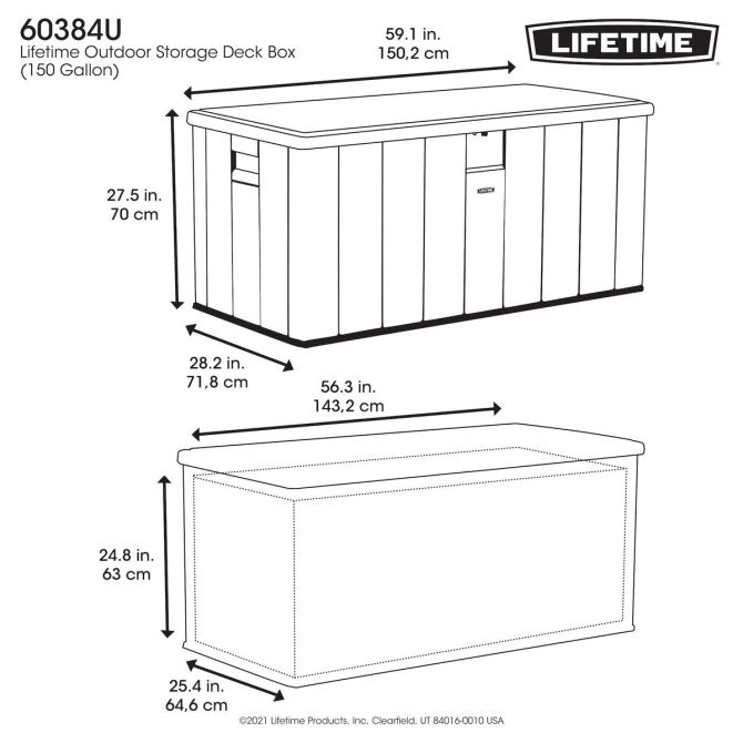 Lifetime 568 Litre Modern Outdoor Storage Deck Box Model 60384U - Image 2