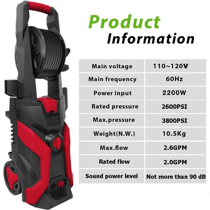3800PSI 2.6GPM Electric Changeable Pressure Auto Washer Cleaner Jet machine - Image 3