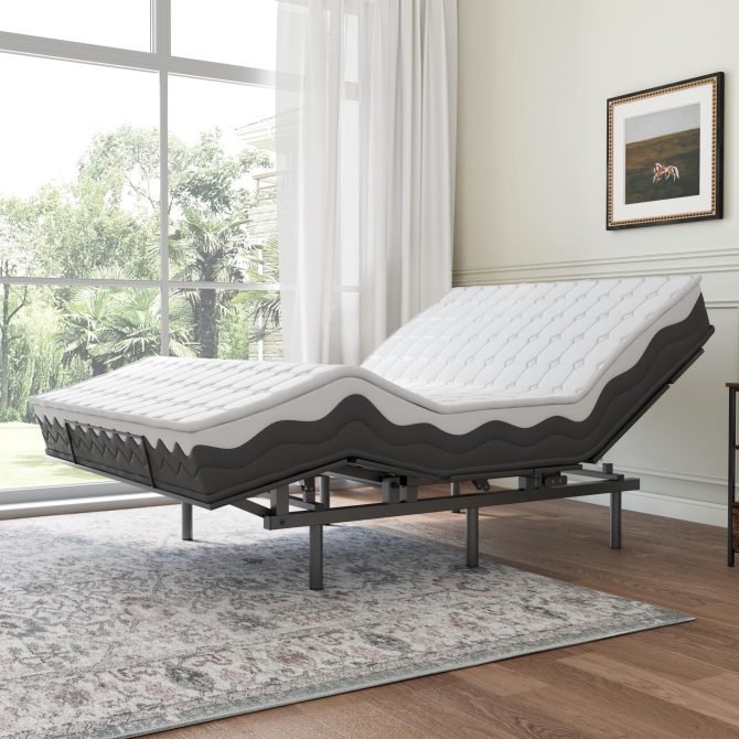 Adjustable Bed Frame -Wireless Remote -Memory Function -Adjustable Bed Base -Head and Foot Lift Incline -Zero Gravity -Quiet Motorfor Lying Down, Reading, Watching TV,Fatigue,Backache[FULL] - Image 8