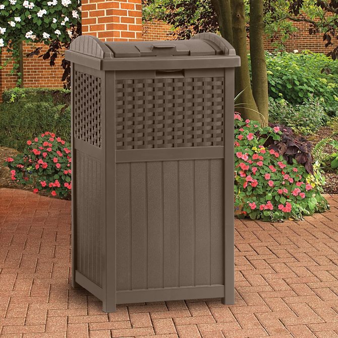 77 Quart Resin Beverage Cart, Java & Suncast 33 Gallon Resin Trash Can - Image 7